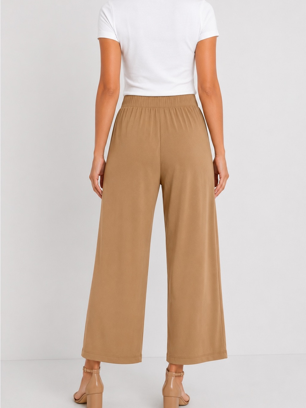 *NWT* Roamans Camel Stretch Wide Leg Crop Pant - Size 12 - Picture 2 of 7